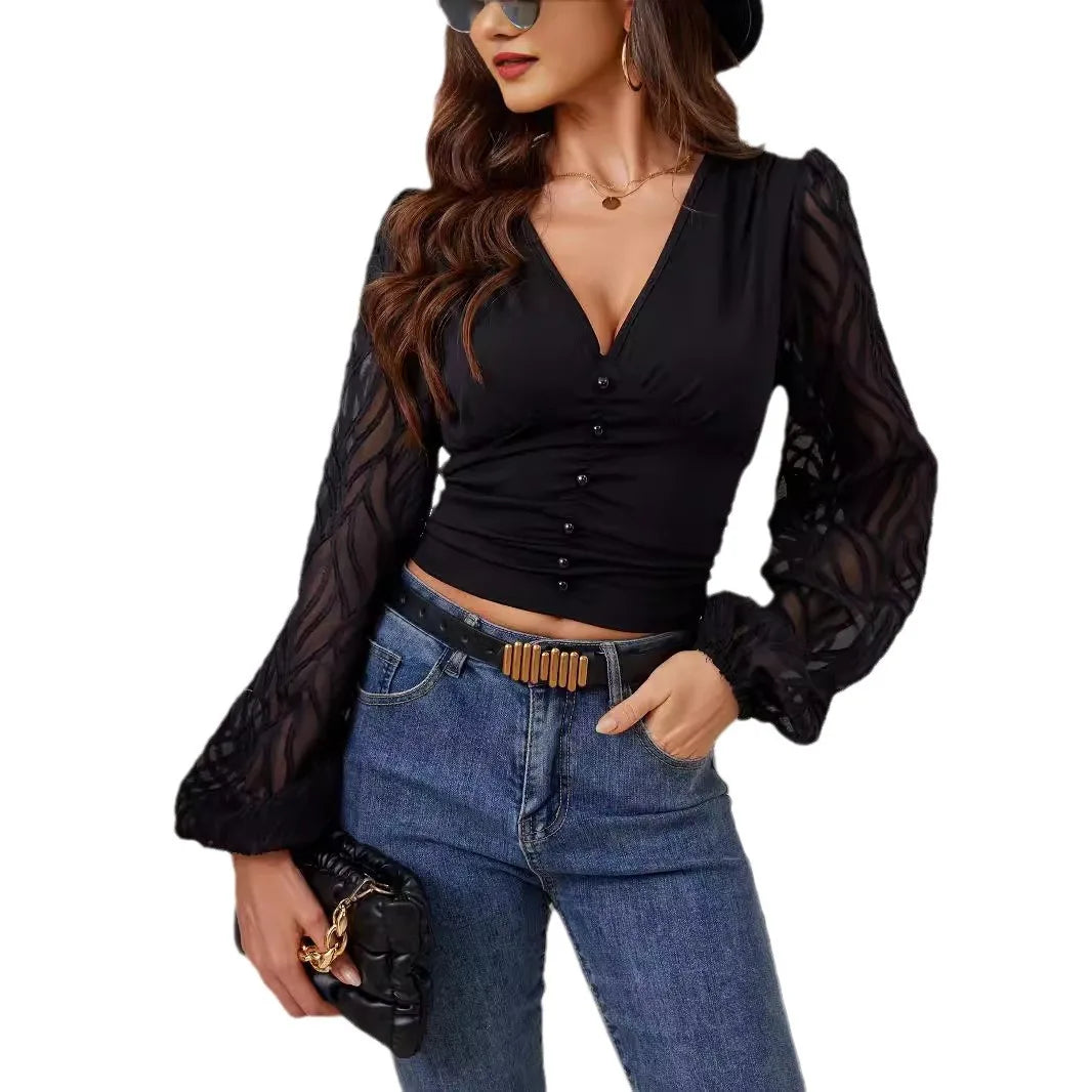 Elegantes Damen Langarmshirt mit Applikationen